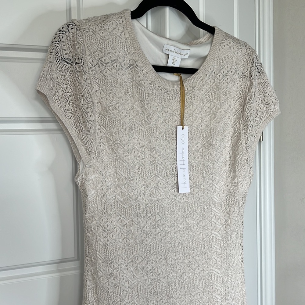 nwt HOUSE of HARLOW REvOLVE Lace Eyelet Crocheted Knit Dress - Picture 4 of 10